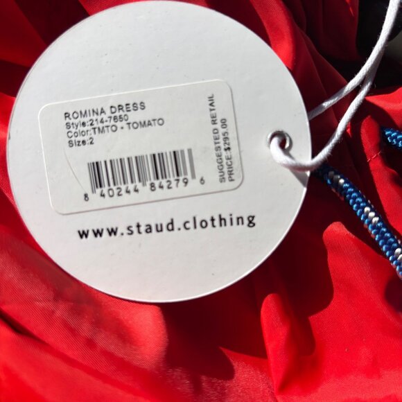 NWT STAUD Romina Ruched Tube Dress 2 XS Sporty Strapless Recycled Nylon Satin - Picture 10 of 10